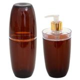 Conjunto Porta Escovas e Dispenser Banheiro Lavabo-Metalotec-Valência Âmbar 2 pçs Acrílico - Fábrica de utilidades