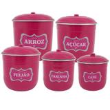 Conjunto Porta Mantimentos com 5 Peças (Kit Mantimentos) - Rosa - Koup