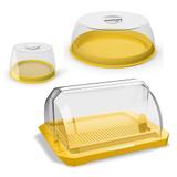 Conjunto Porta Pao Queijeira Porta Bolo Boleira Amarelo - Uz