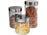 Conjunto Pote de Vidro Redondo 3 Peças com Tampa - Euro Home Sabores