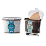 Conjunto Pote Porta Açúcar e Café com Colher Retro Decorado - Plasutil