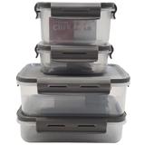 Conjunto Potes Herméticos 360ml 560ml 870ml 1280ml Comida Chumbo - Ou