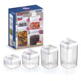 CONJUNTO POTES HERMÉTICOS 4 PEÇAS PARA MANTIMENTOS- IDEAL PARA SUA CASA Injeplastec 0280