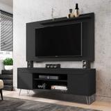 Conjunto Rack com Painel Chanel para TV até 50 Polegadas Móveis Bechara Preto Fosco