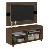 Conjunto Rack Com Painel - Cross L: 120 x A: 123 x P: 35 Unica Amendoa / Preto Artely