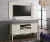 Conjunto Rack e Painel Luis XV Vintage Retro Off White - Edn moveis