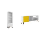 Conjunto Rack para TV até 42 Polegadas e Estante Retrô MadeiraMadeira 380790 Branco - Movelbento