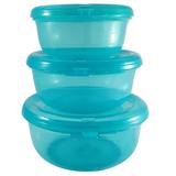 Conjunto Redondo 3 Peças Pote Hermético Freezer Microondas Verde Tiffany - Zanline