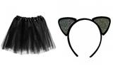 Conjunto Saia Tule Adulto Com Tiara Fantasia Gatinho Preto - Cromus