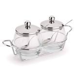 Conjunto Servir Condimentos Geléia 7 peças 2 Potes Forma B2u - Forma inox