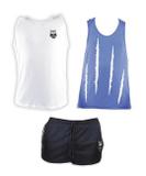 Conjunto Short Preto, Regata Branca e Regata Azul Dryfit - Alpha Dry - Mundo Alpha