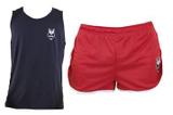 Conjunto Short Vermelho e Regata Preta Dryfit - Alpha Dry - Mundo Alpha