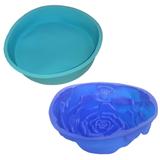 Conjunto Silicone Cozinha 2 Forma Doce Torta Flor Redonda Azul (kit2-sili-6-11) - Braslu