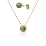 Conjunto Sophia com Zircônias e Pedra Natural Folheado a Ouro 18k Moussaieff