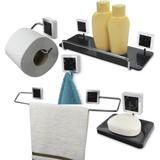 Conjunto Suportes de Banheiro 5 Peças Porta Shampoo Saboneteira - Preto - Wp connect