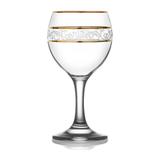 Conjunto Taça para Vinho Água detalhe em Ouro Misket Sutão 260 ml 6 pçs - Lazi