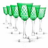 Conjunto Taças de Cristal Lapidado Verde 260ml 6 peças - Decorafast
