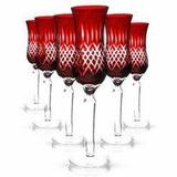 Conjunto Taças de Cristal Lapidado Vermelho 150ml 6 peças - Decorafast