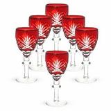 Conjunto Taças de Cristal Lapidado Vermelho 60ml 6 peças - Decorafast