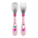 Conjunto Talheres de Inox Chicco Rosa 18m+