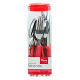 Conjunto Talheres Faqueiro 24 Pçs Cabo Plástico Vermelho + Pote Wincy