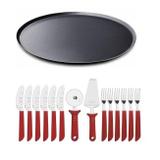 Conjunto Talheres Para Pizza 14 Peças Vermelho Tramontina