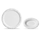 Conjunto Travessa Branca E Prato Bolo Sem Pe Ceramica Colonial - Scalla