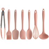 Conjunto Utensílios De Cozinha Colher Espátula Concha Fouet Rosa Quartzo
