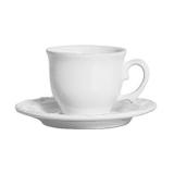 Conjunto xicaras cafe com pires branco e azul - Scalla cerâmica