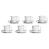 Conjunto Xícaras De Chá Branco Com Pires 6 Peças Cerâmica Colonial - Scalla