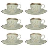 Conjunto Xícaras De Chá Oxford Ryo Porcelana 12 Peças Bambu