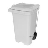 Contentor De Lixo Em Plástico Com Pedal e Rodas 300mm 240 Litros - Jsn