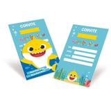 Convite de Aniversário do Baby Shark com 8 unid - Cromus