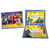 Convite de Aniversário Liga da Justiça c/ 8 unid. - Festcolor