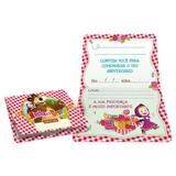 Convite de Aniversario Masha e o URSO Picnic R586 8UN - Regina festas