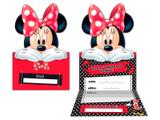 Convite de Aniversário Minnie Vermelha Disney -8 unidades - Regina Festas - Minnie bowtique