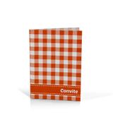 Convite Xadrez Laranja 8 unidades Kaixote - Festabox