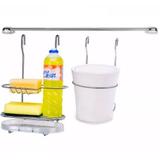 Cook Home 4501 Conjunto para Cozinha Suporte com Lixeira Porta Detergente e Barra 45 cm em Aço Cromado Arthi
