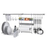 Cook Home 9 Barra Suspensa em Aço Suporte p/ Escorredor/Porta Rolo Ganchos - Arthi