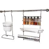 Cook Home Barra Suporte Papel Toalha Pano Rolos e Condimentos Com Saleiro Cozinha Suspensa Cromado - Nacional