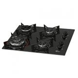 Cooktop 4 Bocas a Gás Tripla Chama Fit Line Fischer Bivolt Preto