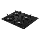 Cooktop 4 Bocas à Gás V400 Vidro Esmaltado Fogatti Preto
