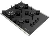 Cooktop 4 Bocas Atlas Preto a Gás GLP Tripla-Chama - Glass Gourmet