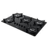 Cooktop 5 Bocas à Gás V500X Vidro Esmaltado Fogatti Preto