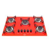 Cooktop 5 Bocas Askoi Vermelho a Gás GLP Superautomático