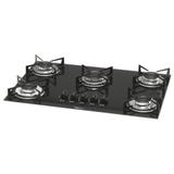 Cooktop 5 Bocas Fischer Gás 1642-6985 Vidro Temperado Preto