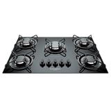 Cooktop a Gás 5 Bocas Dupla Chama Esmaltec Gourmet Bivolt Preto