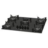 Cooktop Á Gás 5 Bocas Mesa Em Vidro Preto Bivolt Fit Line Fischer