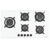 Cooktop a gas tramontina penta side plus 5gg tri 90 em vidro temperado branco
