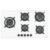 Cooktop a gas tramontina penta side plus 5gg tri 90 em vidro temperado branco